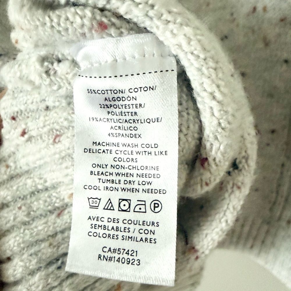Loft Drop Shoulder Poncho Turtleneck Sweater in Gray with Multi Specks Size XXSP - Picture 4 of 5